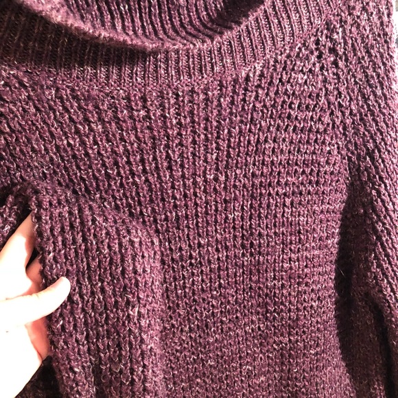 Free People chunky, burgundy cowl-neck sweater - Picture 2 of 8